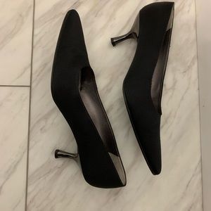 Lovely Black satin heels by Rene Mancini
